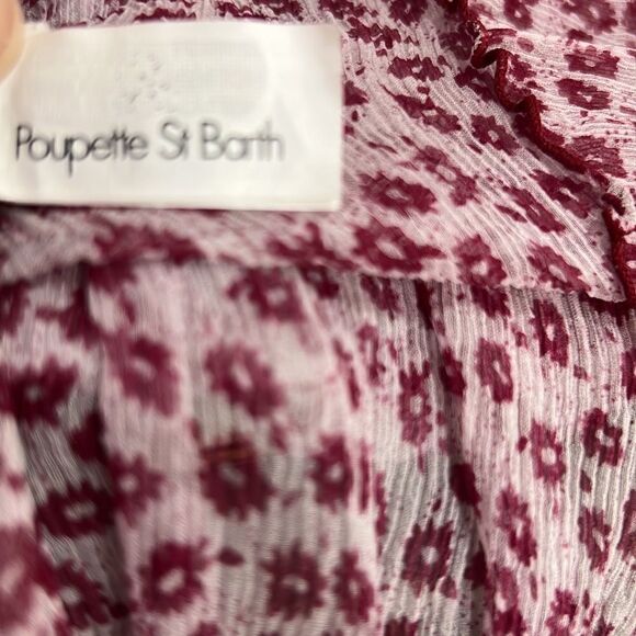 Poupette St Barth silk print layered top mini dress in Pink size small EUC - Picture 14 of 16